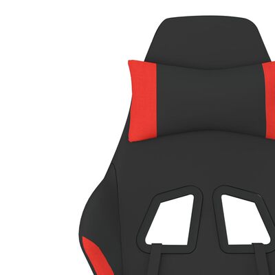 vidaxL Cadeira de gaming c/ apoio para os pés tecido preto e vermelho