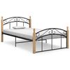vidaXL Estrutura de cama 120x200cm metal/madeira carvalho maci&ccedil;a preto