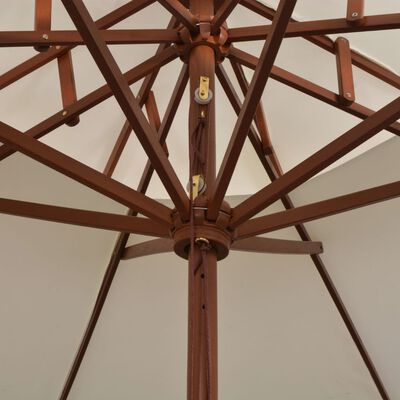 vidaXL Guarda-sol c/ 2 coberturas e mastro em madeira 270x270 cm nata