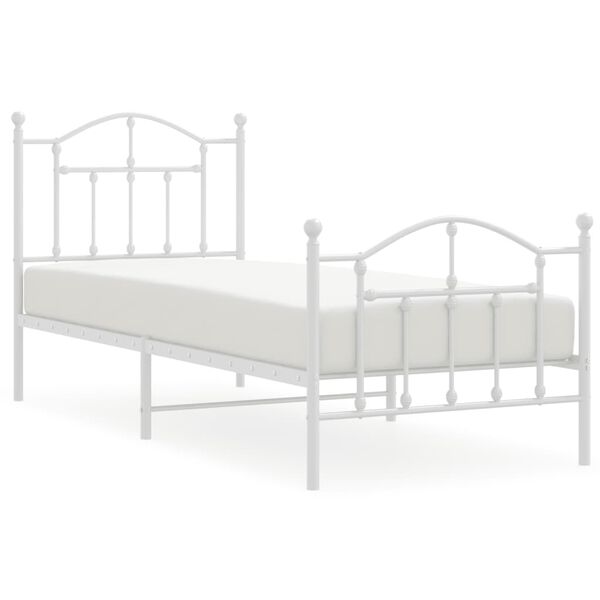 vidaXL Estrutura de cama com cabeceira e p&eacute;s 80x200 cm metal branco