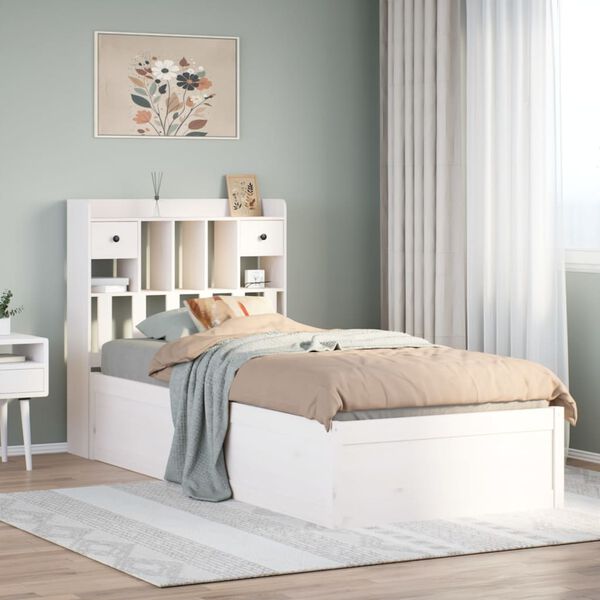 vidaXL Cama sem colchão 75x190 cm madeira de pinho maciça branco