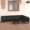 vidaXL 8 pcs conjunto lounge jardim c/ almofad&otilde;es pinho maci&ccedil;o preto