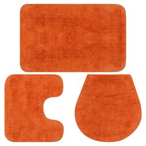 vidaXL Conjunto tapetes de casa de banho 3 pcs tecido laranja