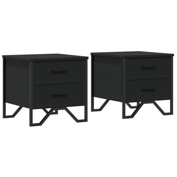 vidaXL Mesa de cabeceira 2 pcs 40x41x40 cm derivados de madeira preto