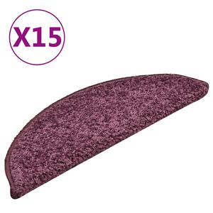 vidaXL Tapetes de escada 15 pe&ccedil;as 56x17x3 cm roxo escuro semicircular