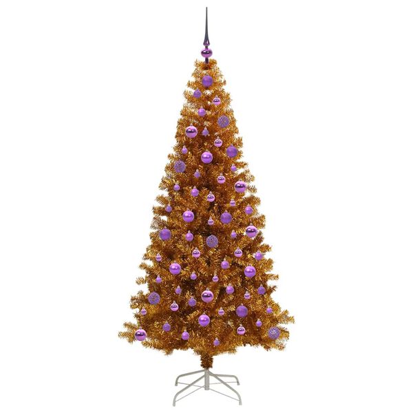 vidaXL &Aacute;rvore de Natal com 300 LEDs com suporte Ouro 180 cm PET