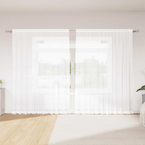 vidaXL Cortina de Renda com cortinas Branco 300 x 245 cm Poli&eacute;ster