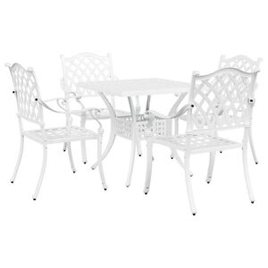 vidaXL Conjunto de Mesa de Jardim 5 pcs Branco Alum&iacute;nio Fundido