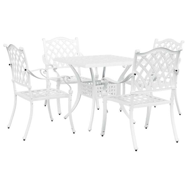 vidaXL Conjunto de Mesa de Jardim 5 pcs Branco Alum&iacute;nio Fundido