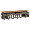 vidaXL 17 pcs conj. de jantar p/ jardim c/ almofad&otilde;es vime PE cinzento