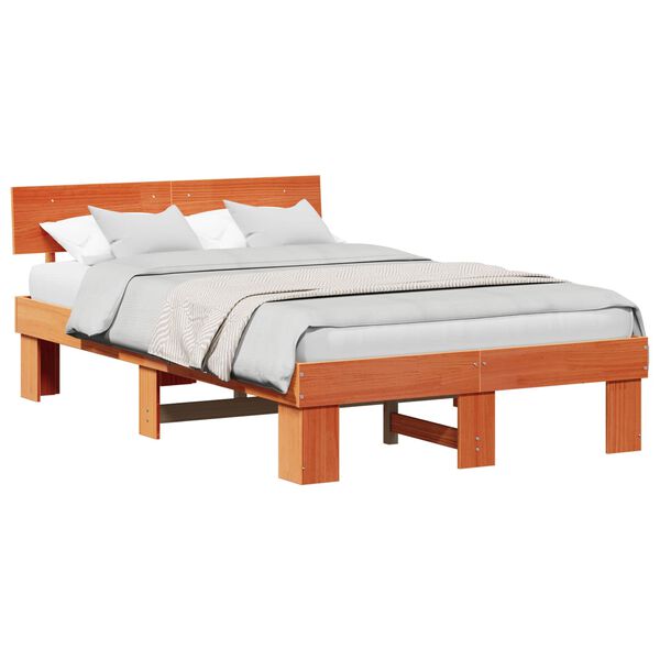 vidaXL Estrutura da Cama com cabeceira Marrom Cera 120 x 190 cm