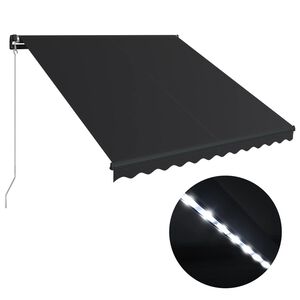 vidaXL Toldo retr&aacute;til manual c/ LED 300x250 cm antracite