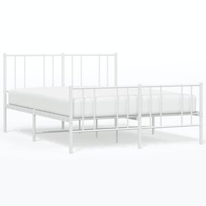 vidaXL Estrutura de cama com cabeceira e p&eacute;s 120x200 cm metal branco
