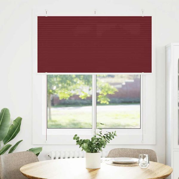 vidaXL Plissado Cego Bord&eacute;us Vermelho 115x100 cm Largura Tecido