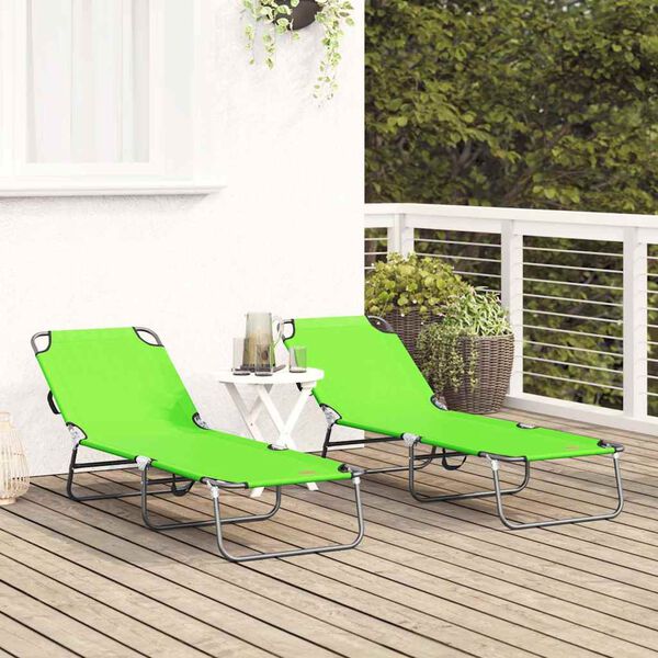 vidaXL Espregui&ccedil;adeira dobr&aacute;vel 2 pcs Verde 188 x 57 x 86,5 cm