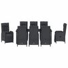 vidaXL Conjunto de Jantar para Jardim com almofada 9 pcs Preto vime PE