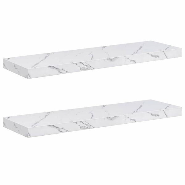 vidaXL Prateleira de Parede 2 pcs M&aacute;rmore Branco 80 x 23,5 x 4 cm