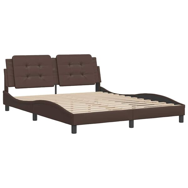 vidaXL Estrutura de cama sem colch&atilde;o Zadar 160x200cm couro artificial castanho