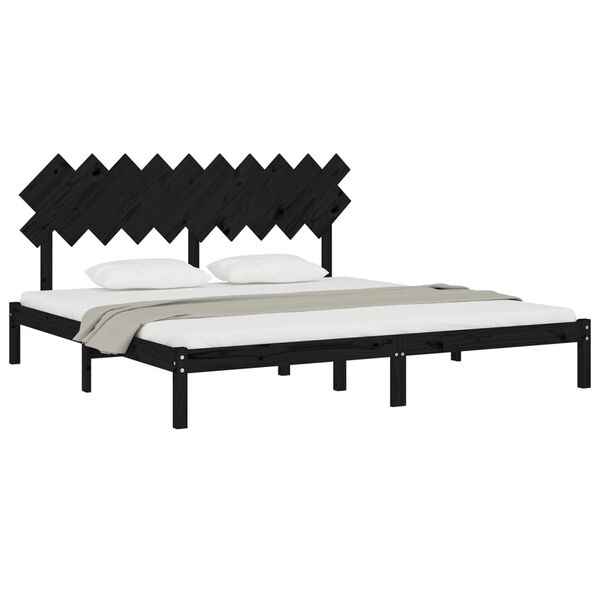 vidaXL Estrutura de cama 200x200 cm preto madeira maci&ccedil;a