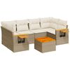 vidaXL 7 pcs conjunto de sof&aacute;s p/ jardim com almofad&otilde;es vime PE bege