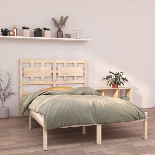 vidaXL Estrutura de cama casal 135x190 cm madeira maci&ccedil;a