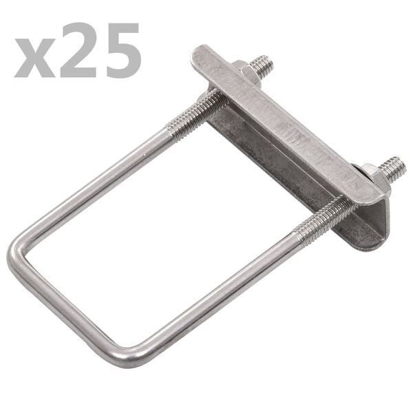vidaXL Conetor em U para postes de cercas 60x40 mm 25 conjuntos