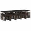 vidaXL 15 pcs conjunto jantar p/ jardim c/ almofad&otilde;es vime PE castanho