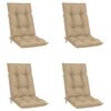 vidaXL Cadeiras de jardim reclin&aacute;veis c/ almofad&otilde;es 4 pcs teca maci&ccedil;a