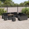 vidaXL Conjunto de Sof&aacute; de Jardim com almofada 13 pcs Preto