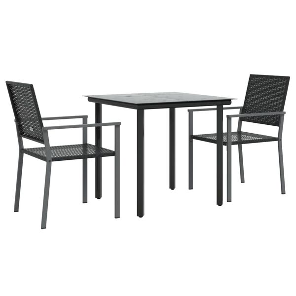vidaXL 3 pcs conjunto de jantar p/ jardim vime PE e a&ccedil;o