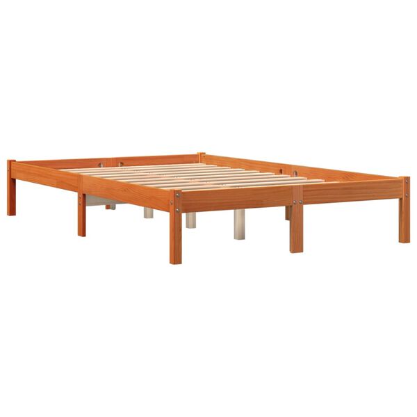 vidaXL Cama sem colch&atilde;o 120x190 cm madeira pinho maci&ccedil;a castanho-mel