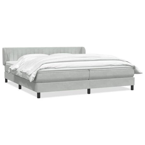 vidaXL Cama com molas/colch&otilde;es 180x210 cm veludo cinzento-claro