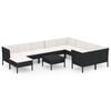 vidaXL 11 pcs conjunto lounge de jardim c/ almofad&otilde;es vime PE preto