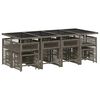vidaXL 13 pcs conjunto jantar p/ jardim c/ almofad&otilde;es vime PE cinzento