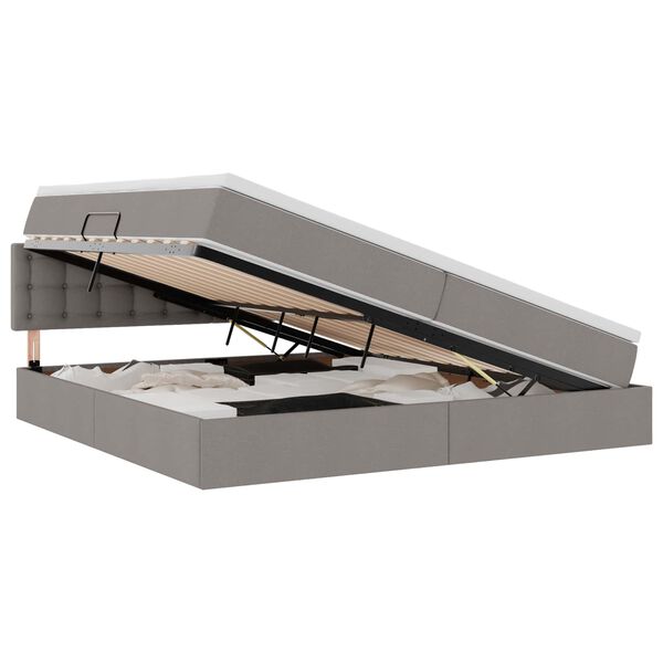 vidaXL Cama com arruma&ccedil;&atilde;o e LED Cinzento-acastanhado 200 x 200 cm