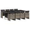 vidaXL 9 pcs conjunto de jantar p/ jardim c/ almofad&otilde;es vime PE cinza