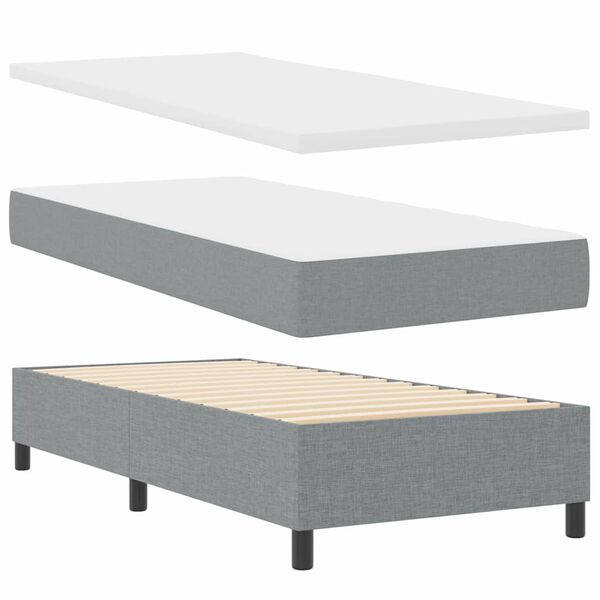 vidaXL Cama Box com cabeceira Cinzento-claro 100 x 200 cm tecido