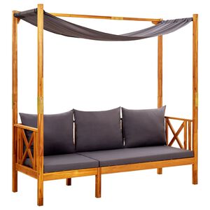 vidaXL Banco de jardim com toldo madeira de ac&aacute;cia maci&ccedil;a