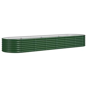 vidaXL Canteiro elevado jardim 296x80x36 cm a&ccedil;o galvanizado verde