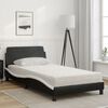 vidaXL Cama com colch&atilde;o Dover 100x200 cm couro artificial preto e branco