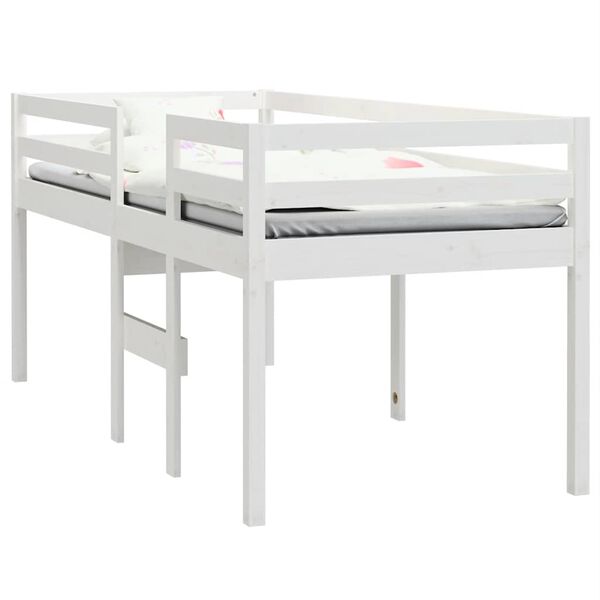 vidaXL Cama alta 80x200 cm madeira de pinho maci&ccedil;a branco