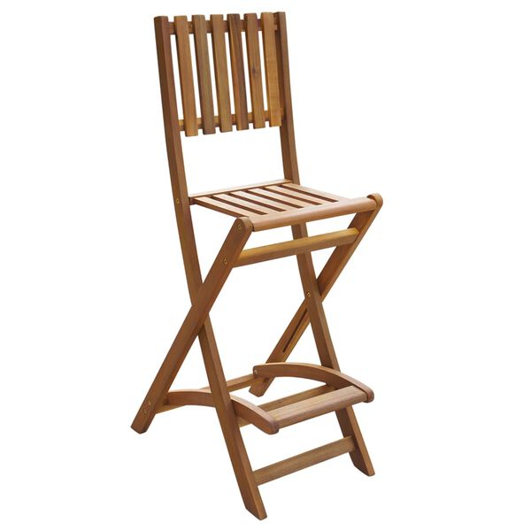 vidaXL Bancos de bar de exterior dobr&aacute;veis 2 pcs madeira ac&aacute;cia maci&ccedil;a