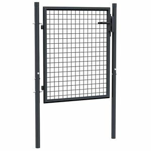 vidaXL Port&atilde;o de jardim em tela de a&ccedil;o galvanizado 100x75 cm cinza