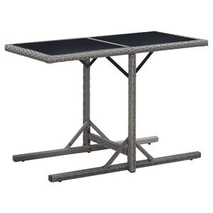 vidaXL Mesa de jardim 110x53x72 cm vidro e vime PE antracite