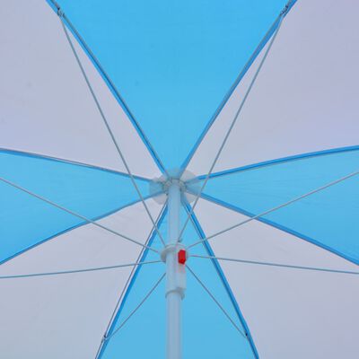 vidaXL Guarda-sol de praia com abrigo 180 cm tecido azul e branco