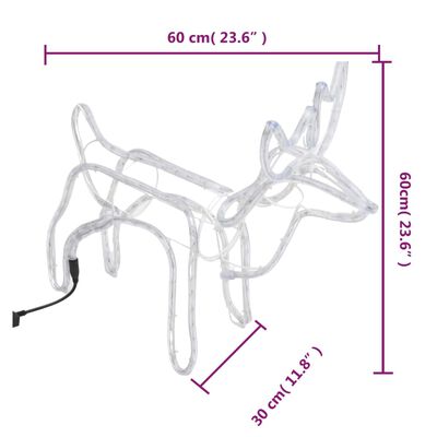 vidaXL Figura de rena de Natal 60x30x60 cm branco frio