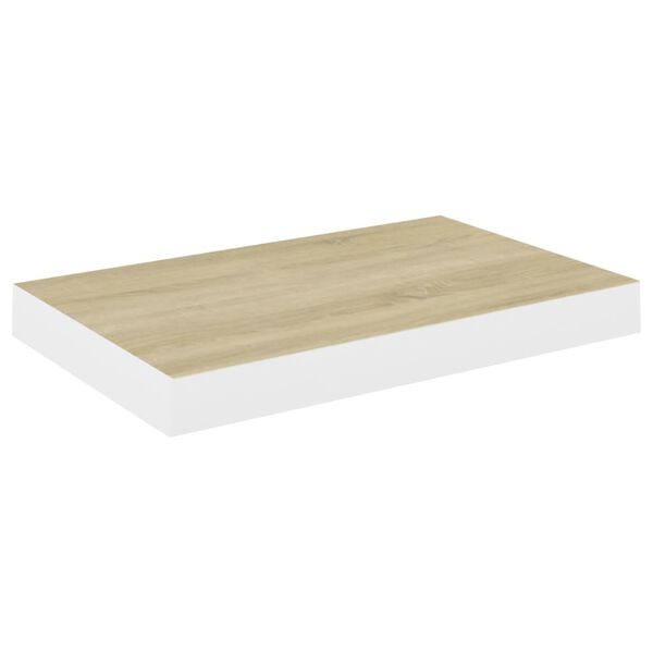 vidaXL Prateleira de parede suspensa 40x23x3,8cm MDF carvalho e branco