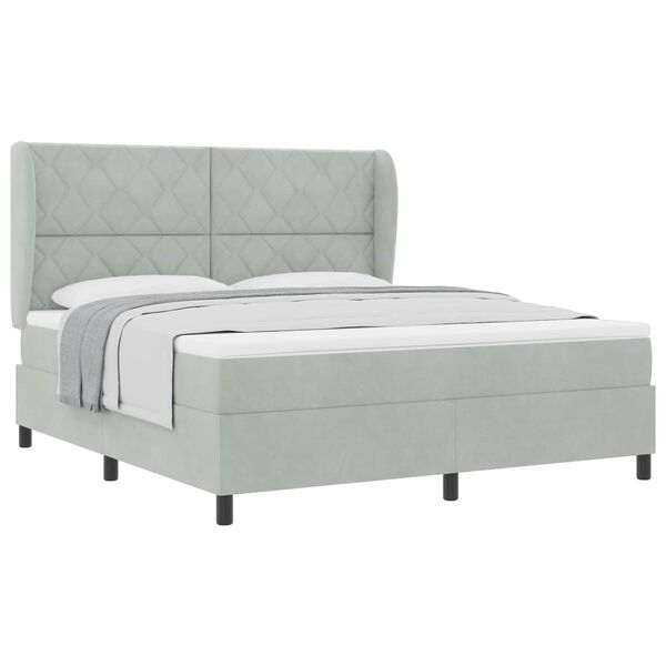 vidaXL Cama Box com colch&atilde;o Cinzento-claro 200 x 180 cm Poli&eacute;ster