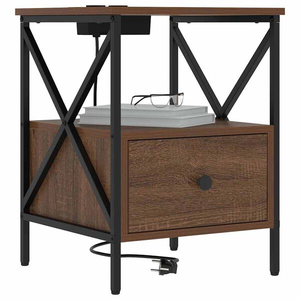 vidaXL Arm&aacute;rio de Cabeceira 2 pcs Carvalho Marrom 41,5 x 40,5 x 55 cm