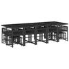 vidaXL 15 pcs conjunto de jantar p/jardim com almofad&otilde;es vime PE preto